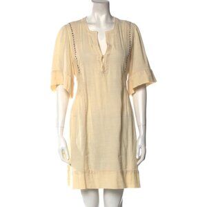 Isabel Marant Yellow Ercu V-Neck Mini Shift Dress Tunic